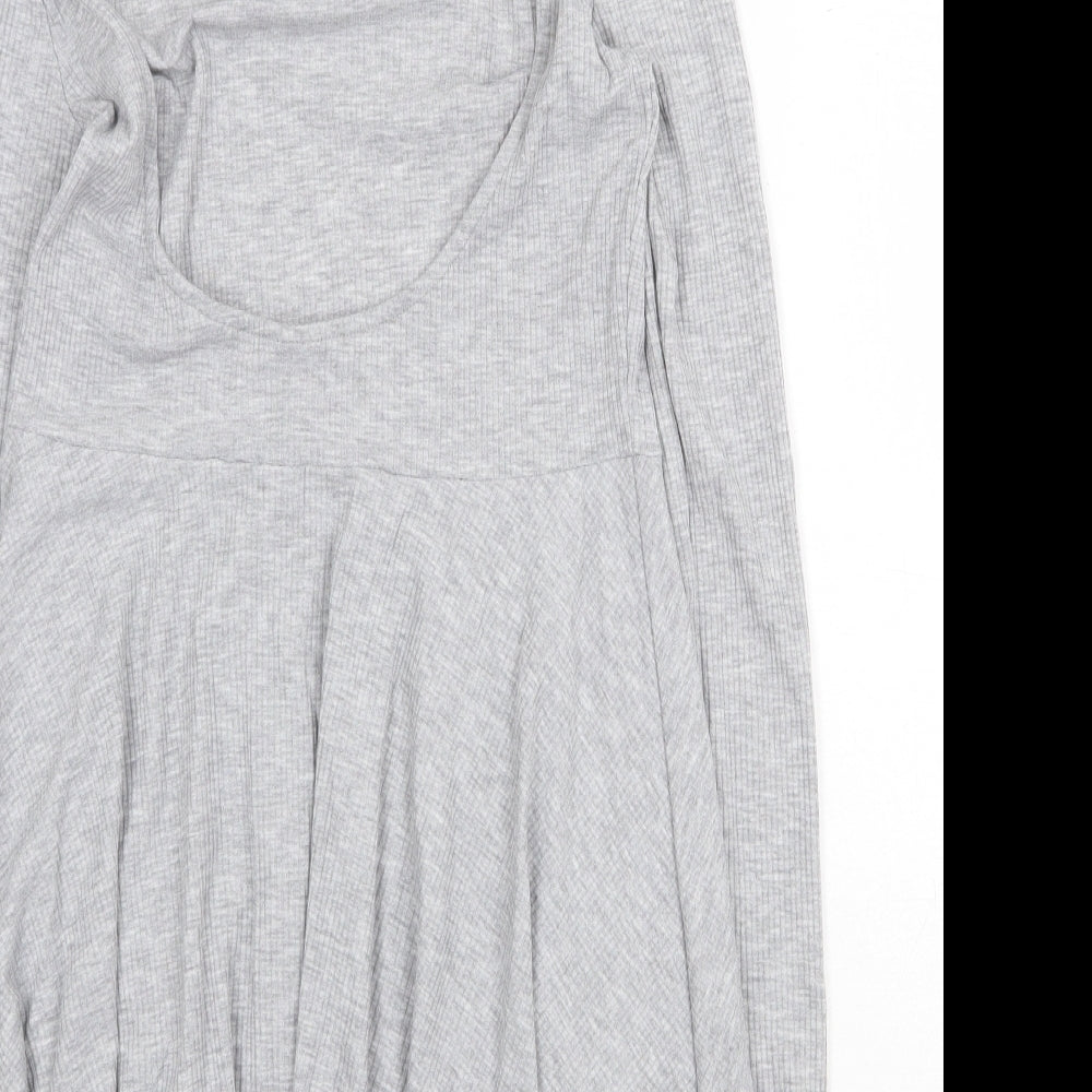COLLUSION Womens Grey Polyester Skater Dress Size 10 High Neck Pullover