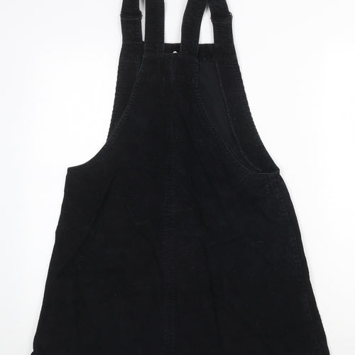 Cooperative Womens Black 100% Cotton Pinafore/Dungaree Dress Size S Square Neck Buckle