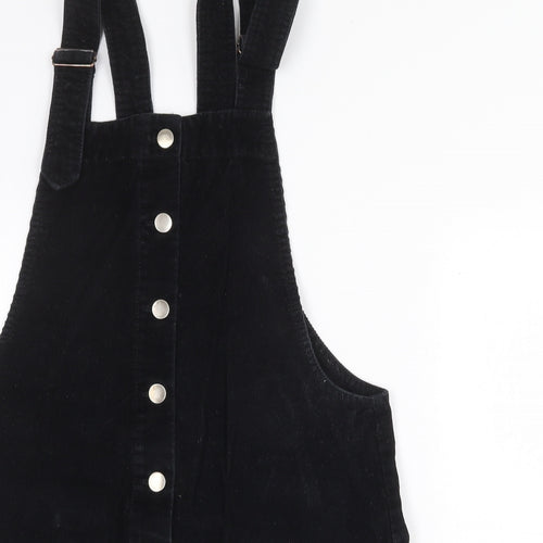 Cooperative Womens Black 100% Cotton Pinafore/Dungaree Dress Size S Square Neck Buckle