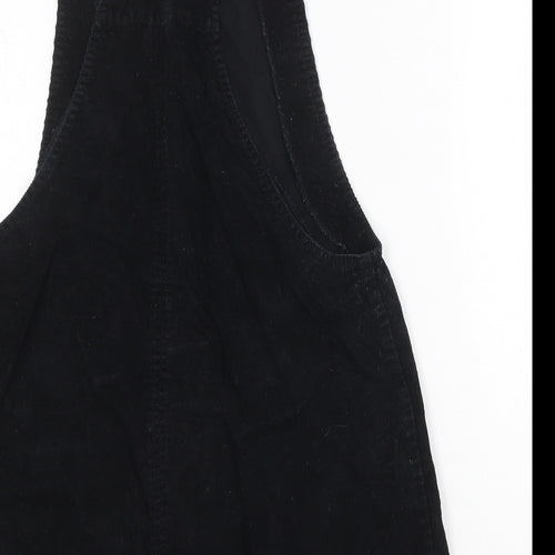 Cooperative Womens Black 100% Cotton Pinafore/Dungaree Dress Size S Square Neck Buckle