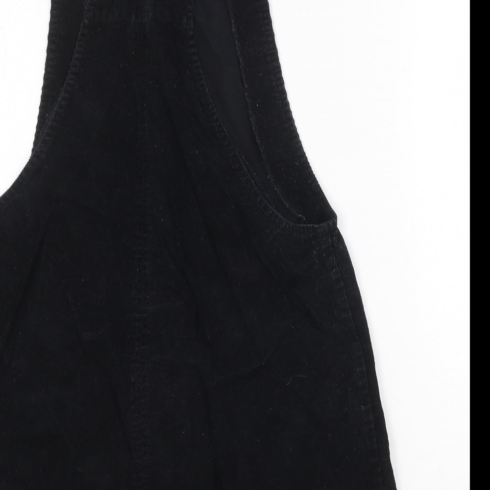 Cooperative Womens Black 100% Cotton Pinafore/Dungaree Dress Size S Square Neck Buckle