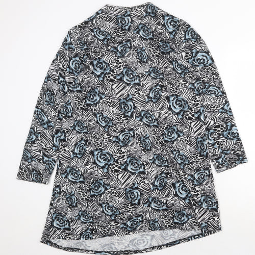 Radaus Womens Grey Floral Cotton Shift Size L V-Neck Zip