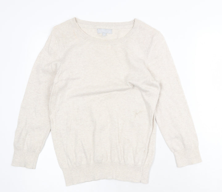 Red Herring Womens Beige Round Neck 100% Cotton Pullover Jumper Size 12