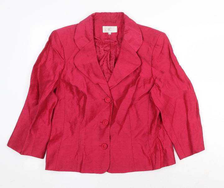 CC Womens Red Jacket Blazer Size 14 Button