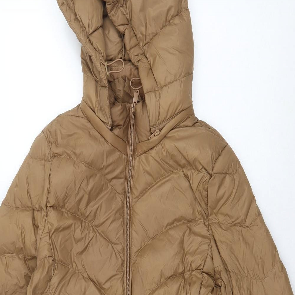 Marks and Spencer Womens Beige Puffer Jacket Coat Size 10 Zip