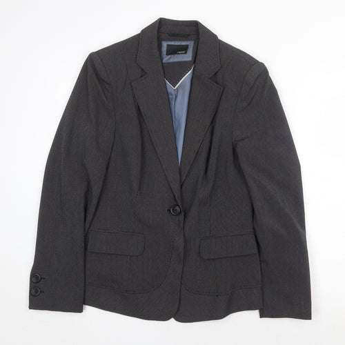 NEXT Womens Grey Striped Jacket Blazer Size 10 Button