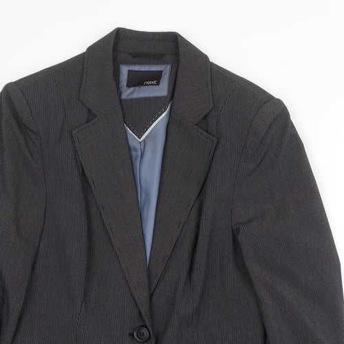 NEXT Womens Grey Striped Jacket Blazer Size 10 Button