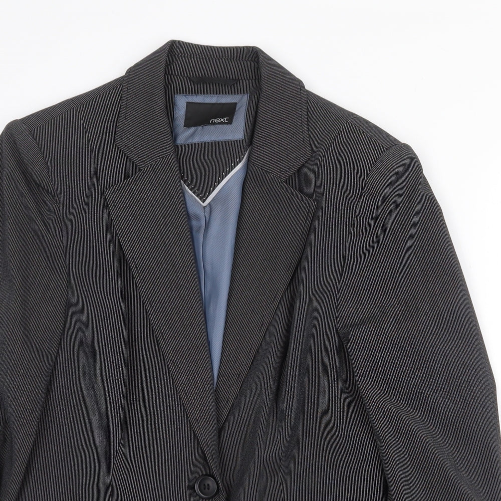 NEXT Womens Grey Striped Jacket Blazer Size 10 Button
