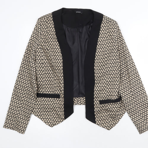 Klass Womens Beige Geometric Jacket Blazer Size 12