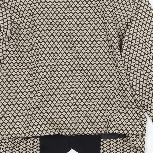 Klass Womens Beige Geometric Jacket Blazer Size 12