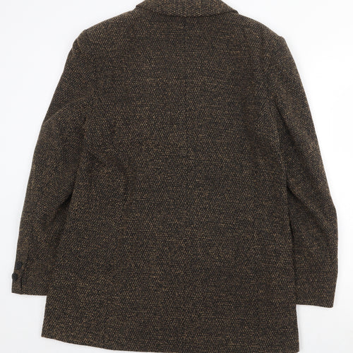 Preworn Womens Black Geometric Overcoat Coat Size 12 Button