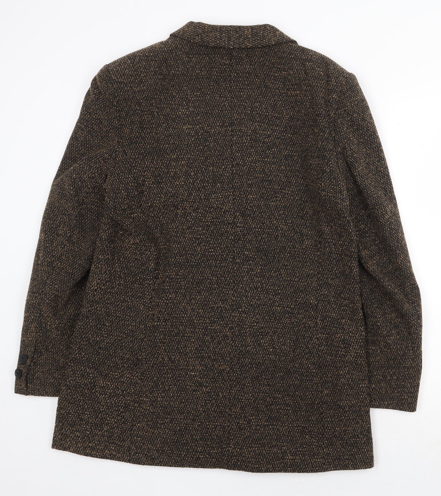 Preworn Womens Black Geometric Overcoat Coat Size 12 Button