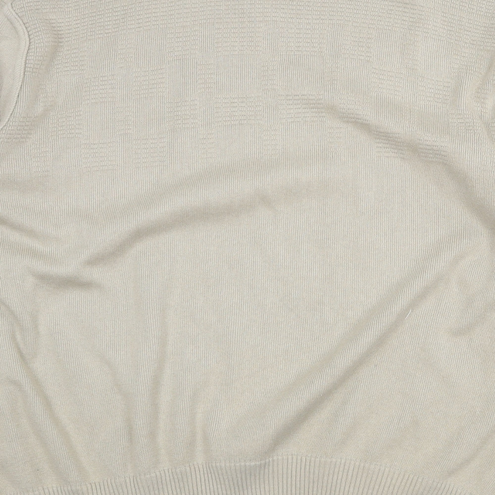 Marks and Spencer Womens Beige V-Neck Acrylic Pullover Jumper Size 2XL
