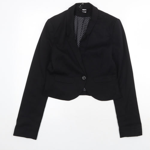 H&M Womens Black Polka Dot Jacket Size 8 Button