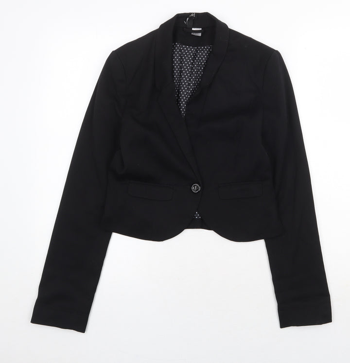 H&M Womens Black Polka Dot Jacket Size 8 Button