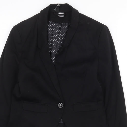 H&M Womens Black Polka Dot Jacket Size 8 Button