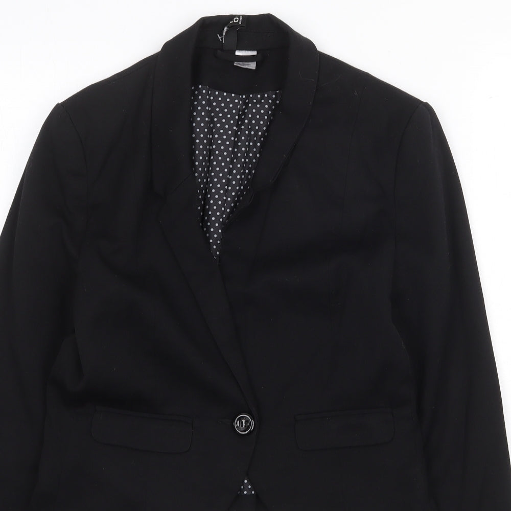 H&M Womens Black Polka Dot Jacket Size 8 Button