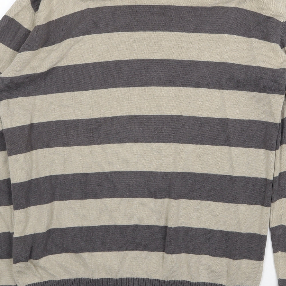 Mavi Mens Grey Round Neck Polka Dot Cotton Pullover Jumper Size M Long Sleeve