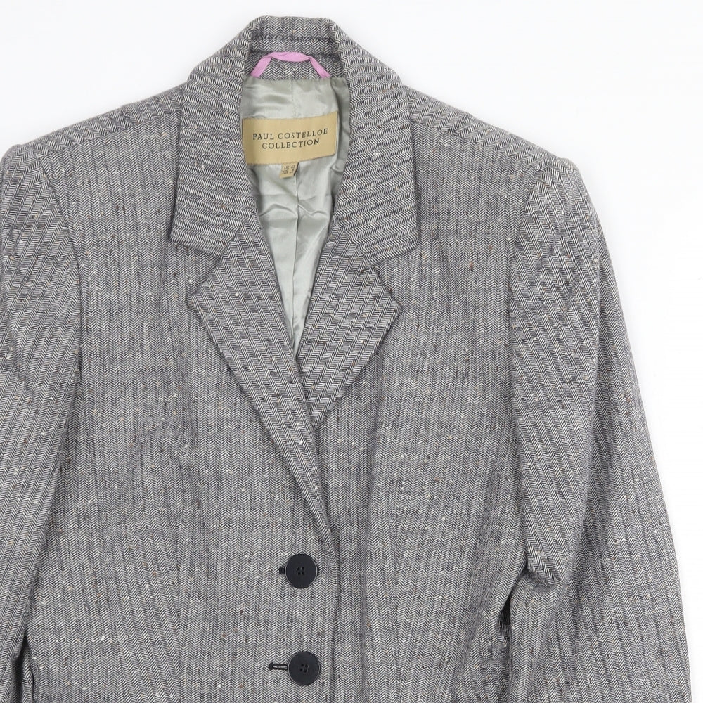 Paul Costelloe Womens Grey Striped Jacket Blazer Size 10 Button