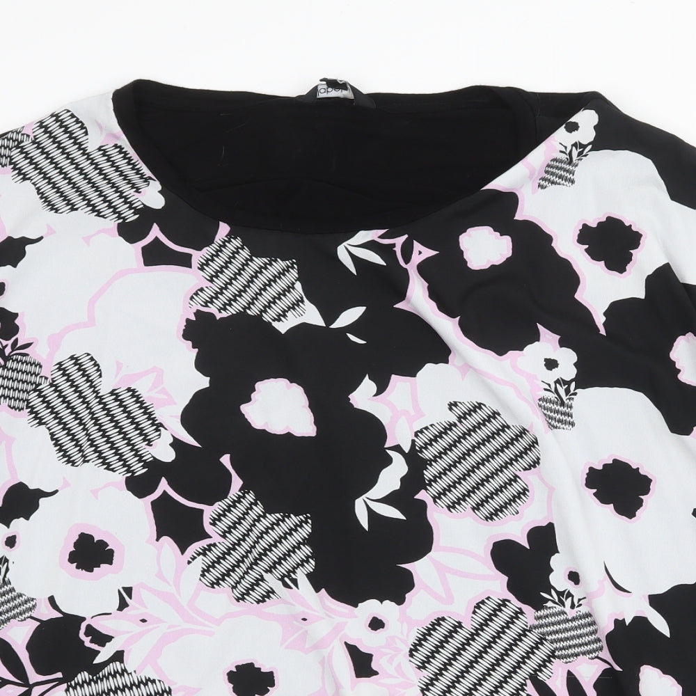 Label Be Womens Black Geometric Polyester Basic Blouse Size 24 Round Neck