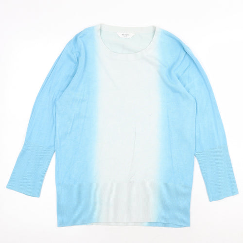 Editions Womens Blue Round Neck Viscose Pullover Jumper Size 12