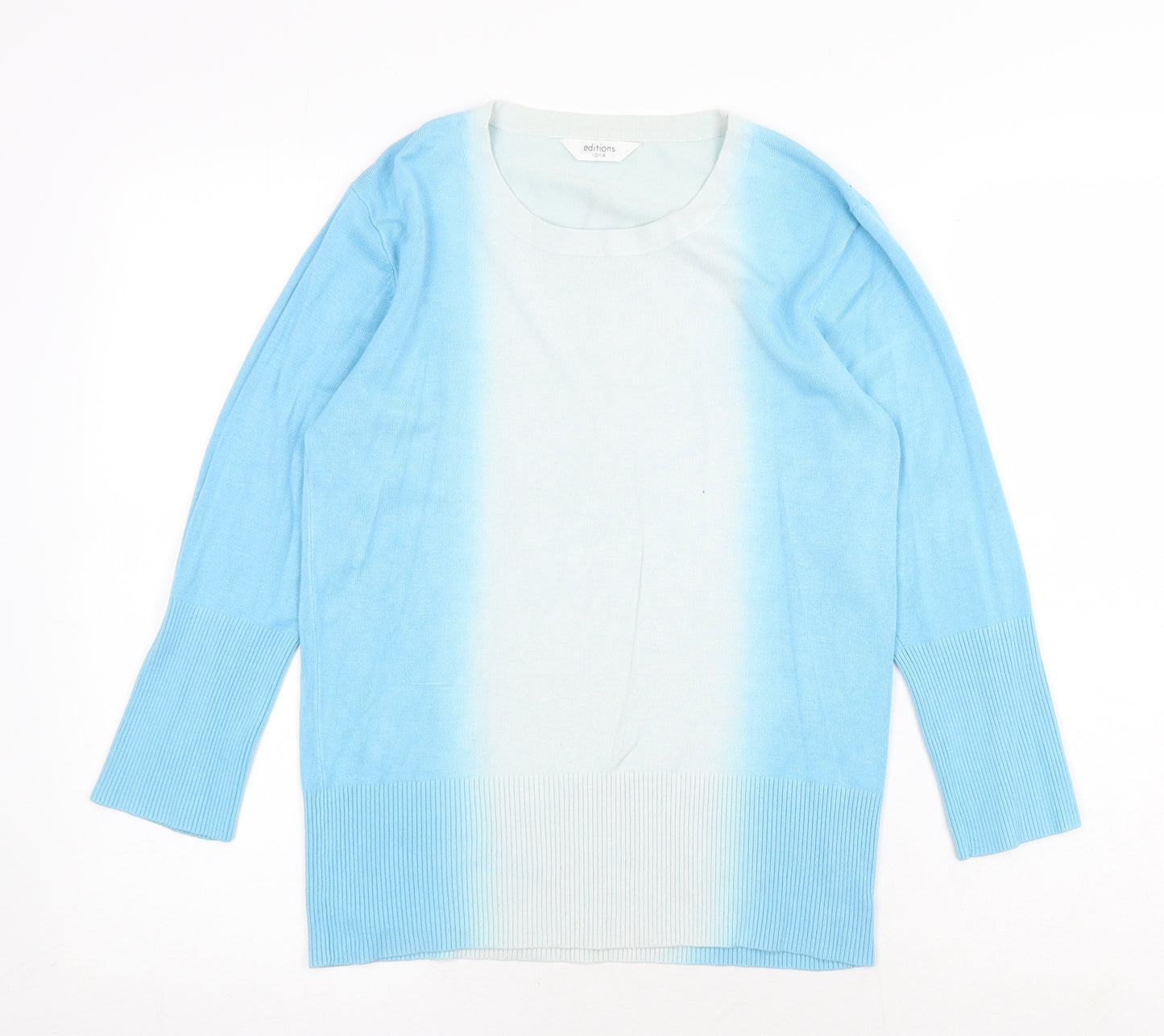 Editions Womens Blue Round Neck Viscose Pullover Jumper Size 12