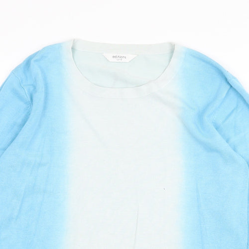 Editions Womens Blue Round Neck Viscose Pullover Jumper Size 12