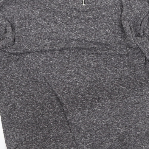 Select Womens Grey Geometric Polyester Basic T-Shirt Size 6 Round Neck
