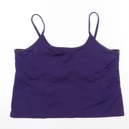 AMARANTO Womens Purple Nylon Cropped Tank Size L Round Neck