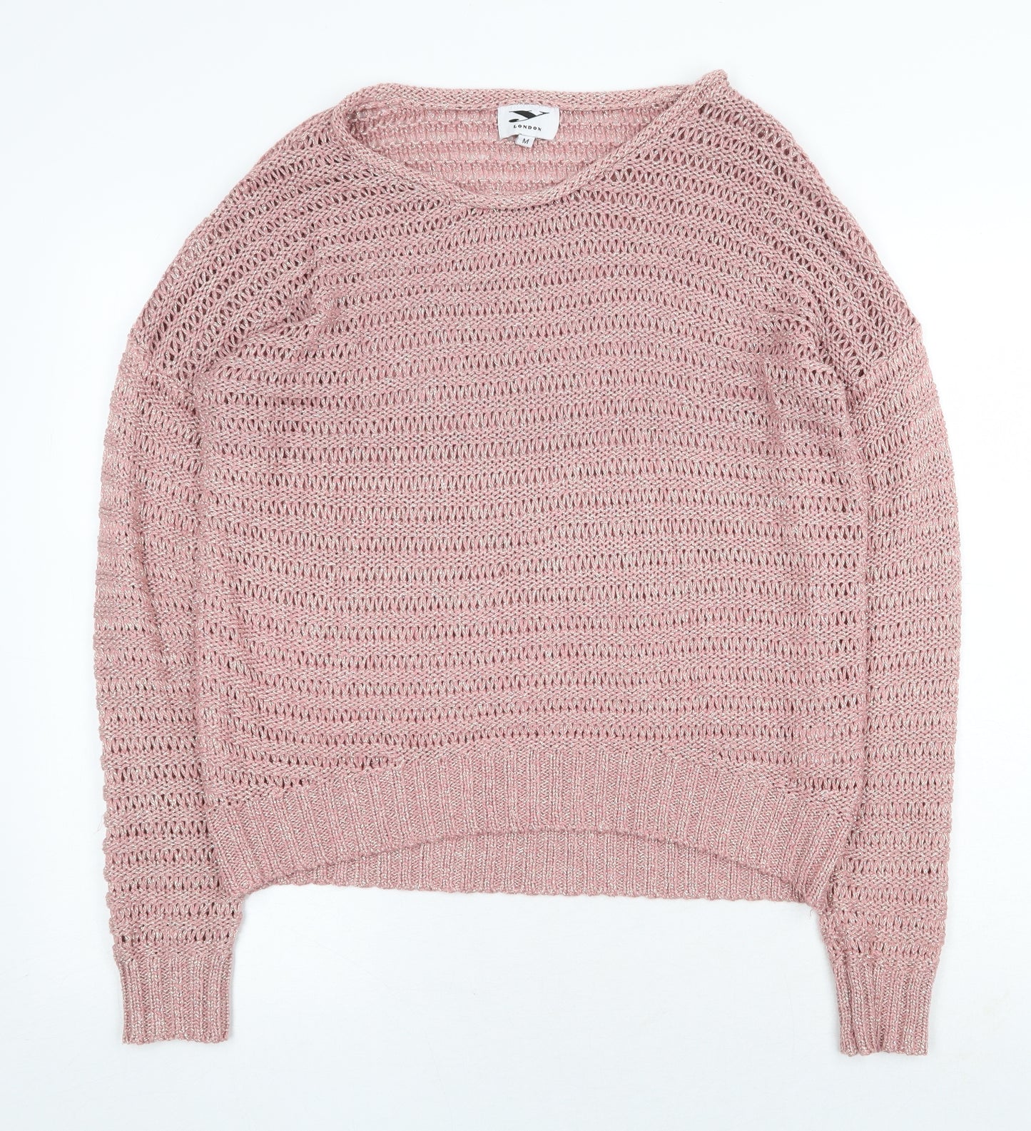 Y London Womens Pink Round Neck Acrylic Pullover Jumper Size M