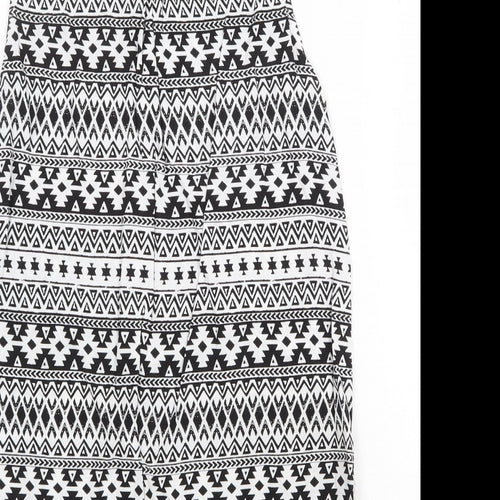 H&M Womens White Geometric Polyester Tunic Tank Size 8 Collared