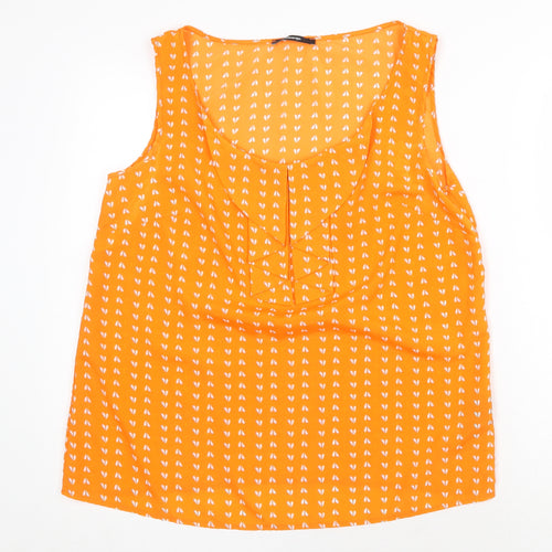 George Womens Orange Geometric Polyester Basic Tank Size 12 Round Neck