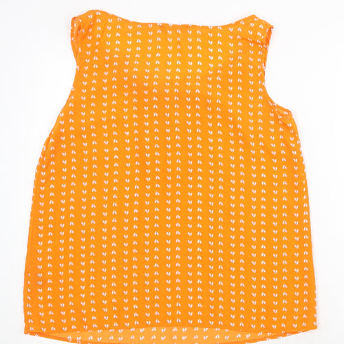 George Womens Orange Geometric Polyester Basic Tank Size 12 Round Neck