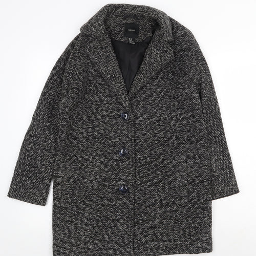 FOREVER 21 Womens Grey Geometric Overcoat Coat Size S Button