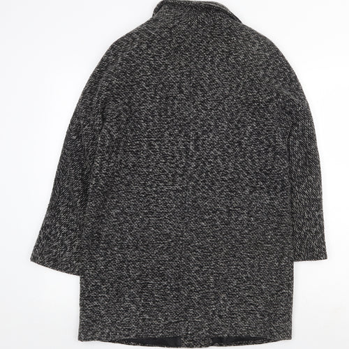 FOREVER 21 Womens Grey Geometric Overcoat Coat Size S Button