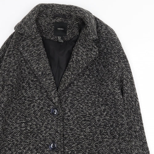FOREVER 21 Womens Grey Geometric Overcoat Coat Size S Button