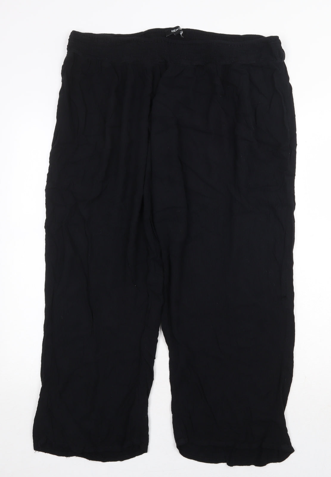 Label Be Womens Black Viscose Cropped Trousers Size 22 Regular