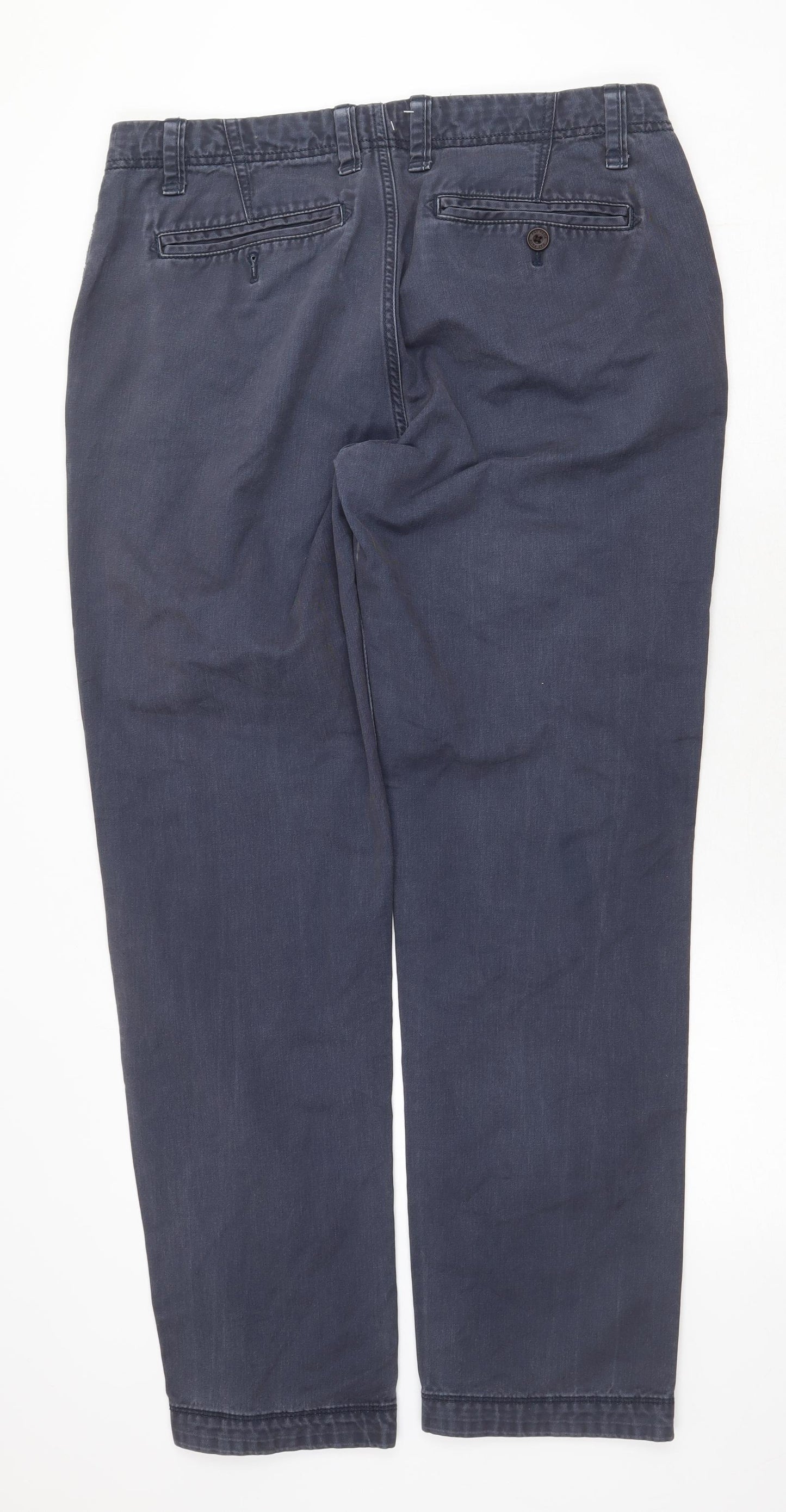 Fat Face Mens Blue Cotton Chino Trousers Size 36 in Regular Zip