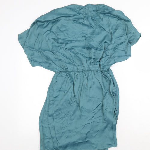 Zara Womens Green Viscose A-Line Size S V-Neck Pullover