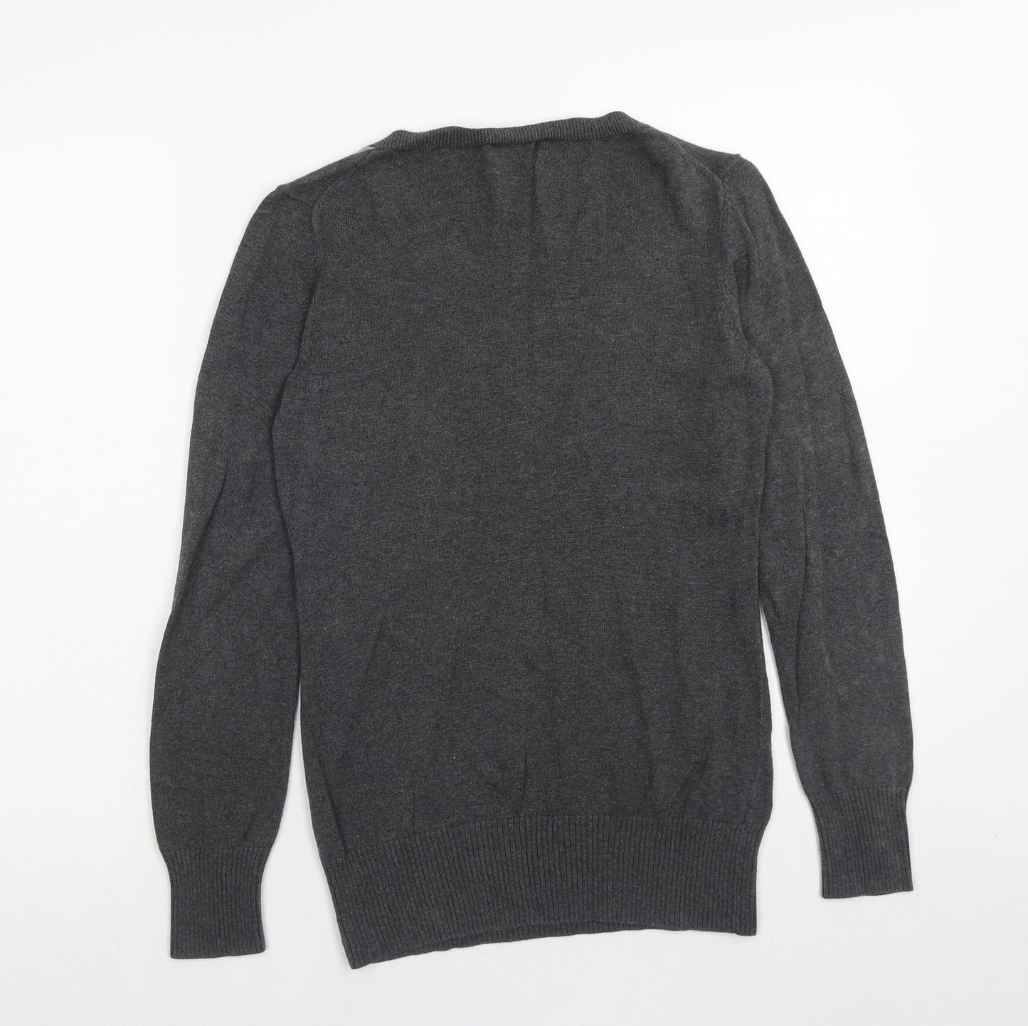 Gap Womens Grey V-Neck Argyle/Diamond Cotton Pullover Jumper Size M