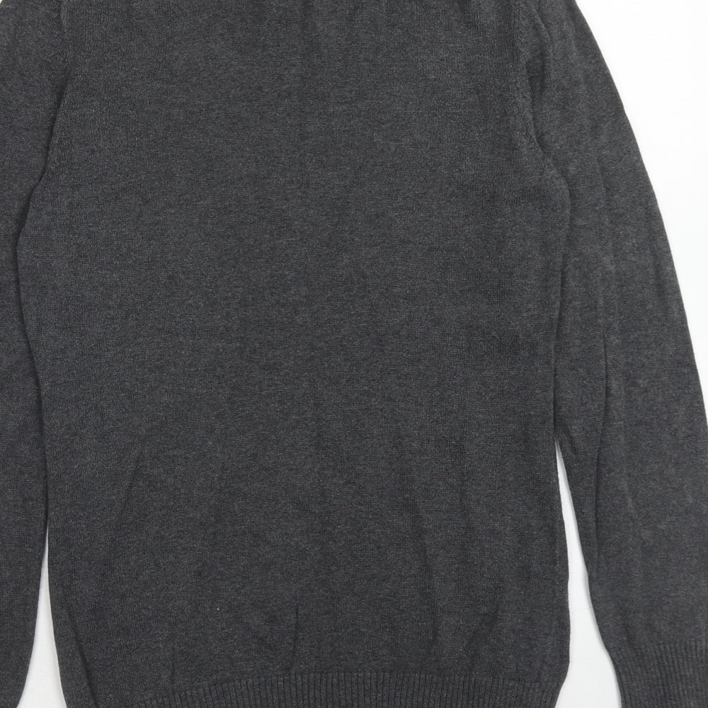 Gap Womens Grey V-Neck Argyle/Diamond Cotton Pullover Jumper Size M