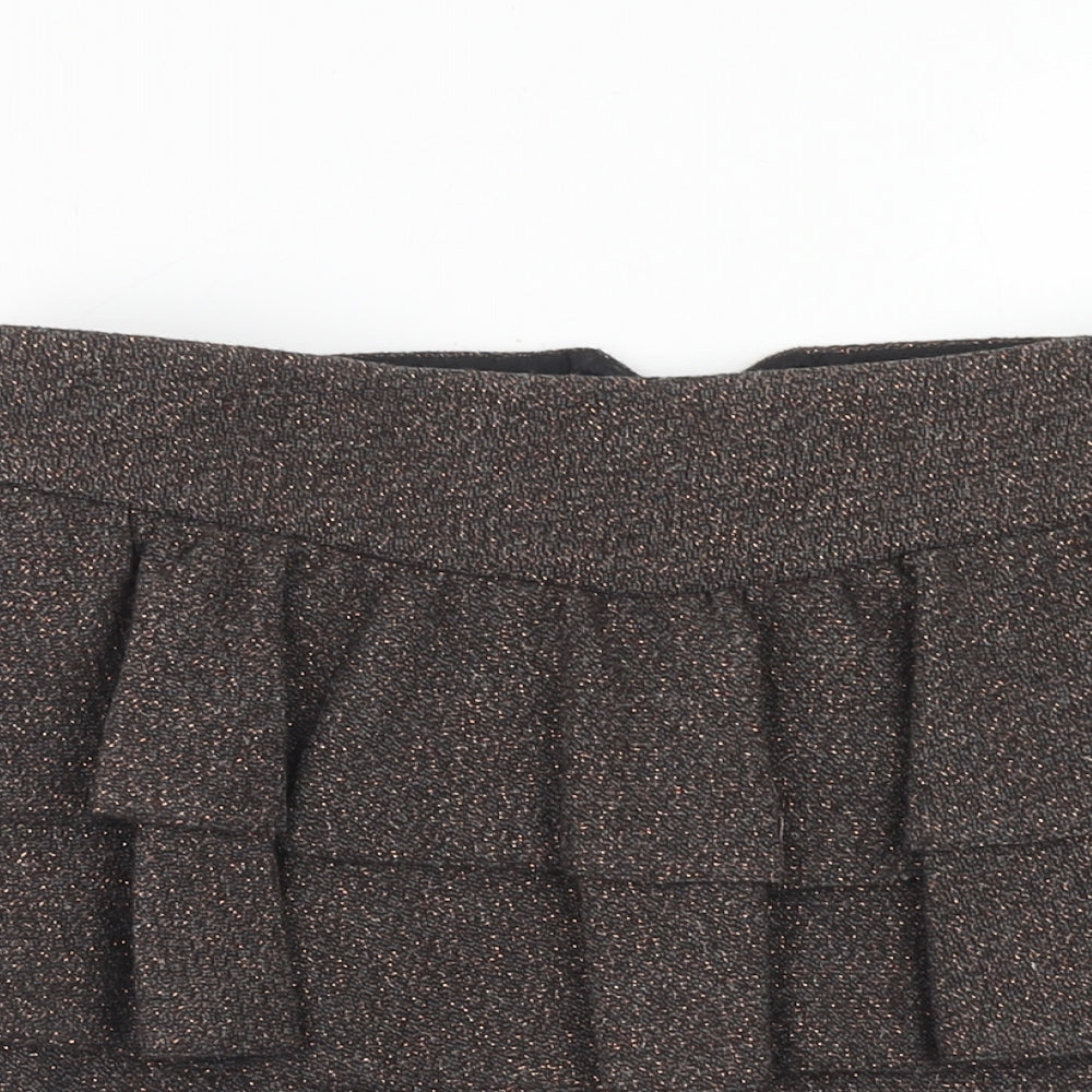 River Island Womens Brown Wool Mini Skirt Size 12 Zip