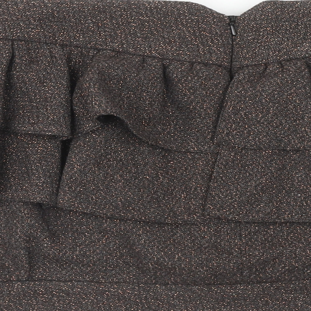 River Island Womens Brown Wool Mini Skirt Size 12 Zip