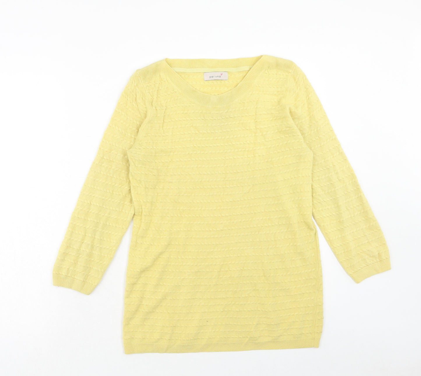 Per Una Womens Yellow V-Neck Acrylic Pullover Jumper Size 14