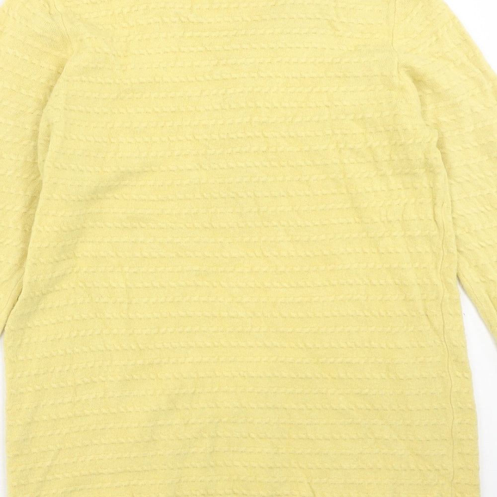 Per Una Womens Yellow V-Neck Acrylic Pullover Jumper Size 14