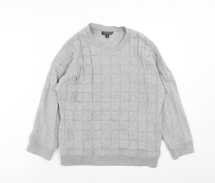 Topshop Womens Grey Cotton Pullover Sweatshirt Size 10 Pullover