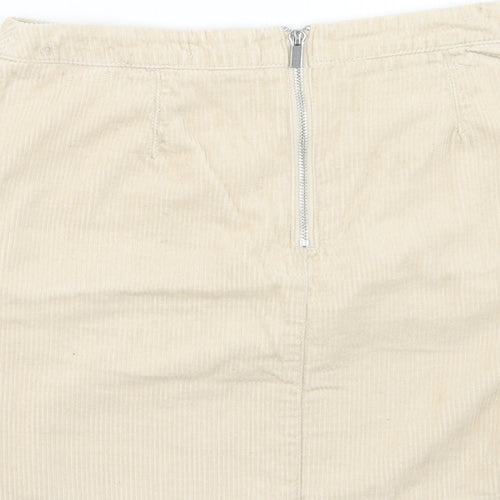 New Look Womens Beige Cotton Mini Skirt Size 10 Zip