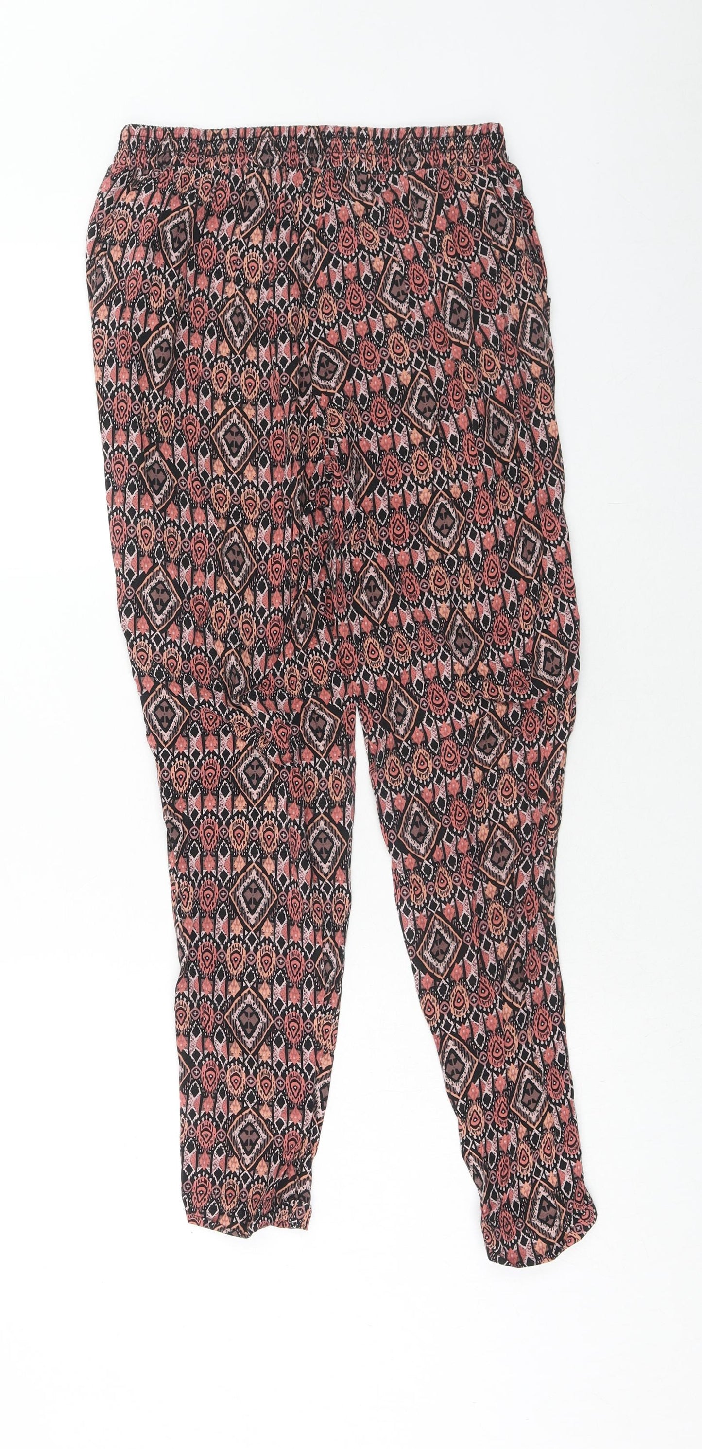 Atmosphere Womens Red Geometric Viscose Harem Trousers Size 8 Regular Drawstring