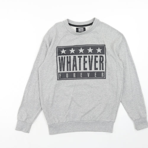 Whatever Forever Womens Grey Cotton Pullover Sweatshirt Size S Pullover