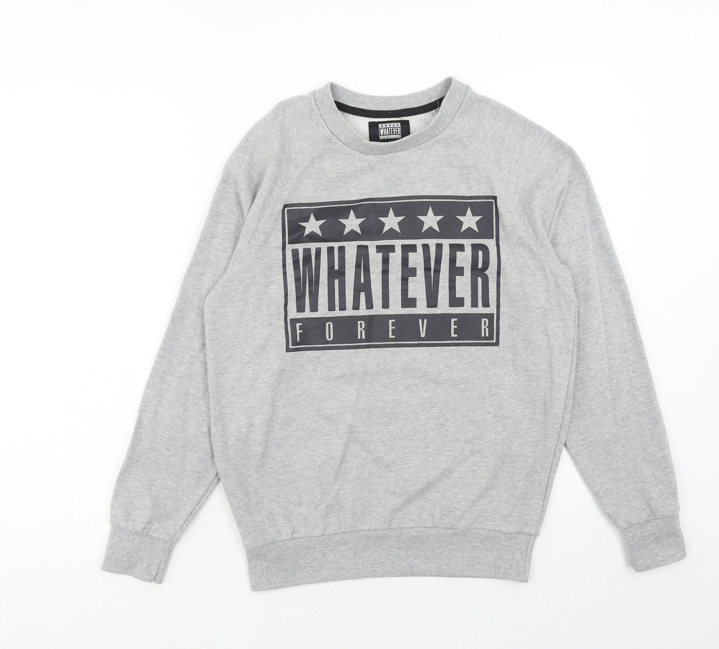 Whatever Forever Womens Grey Cotton Pullover Sweatshirt Size S Pullover